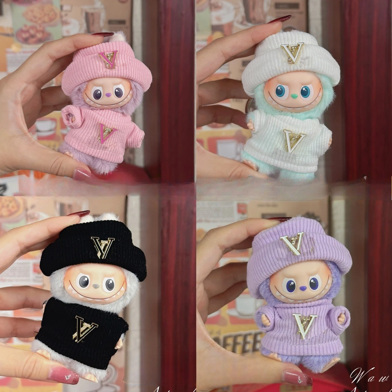 

Mini Luxury Clothes Suit for 10cm Labubu V4 Fashion Korea Classic Dress Set Outfit for Little Labubu V4 Dolls Accessories