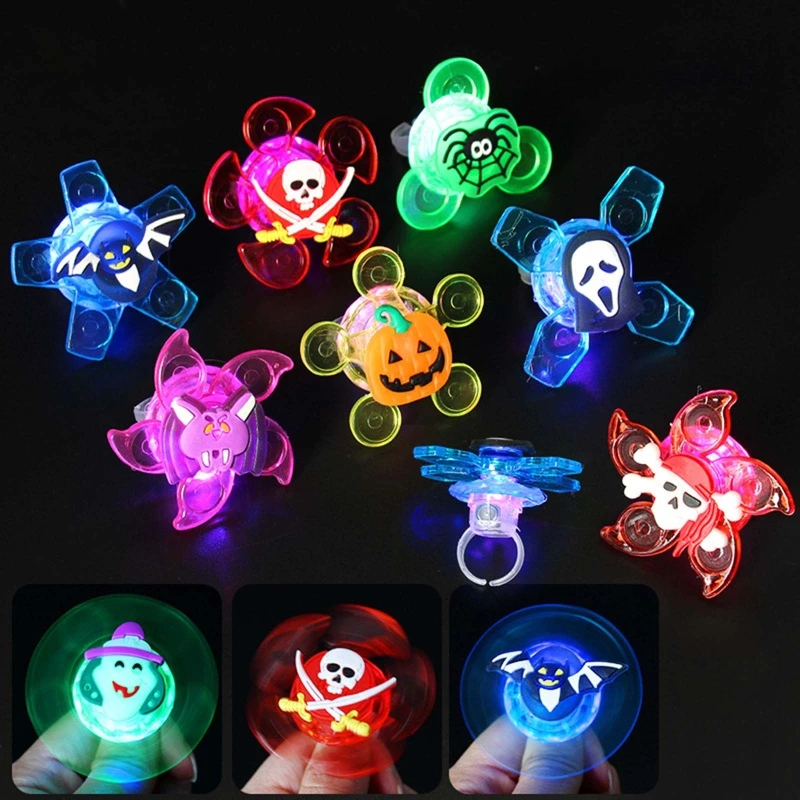 Rotary Spinner Open Ring Finger Spinner Halloween Ring Kids Costume Props Accessory with Dazzling LED Light for Toddlers