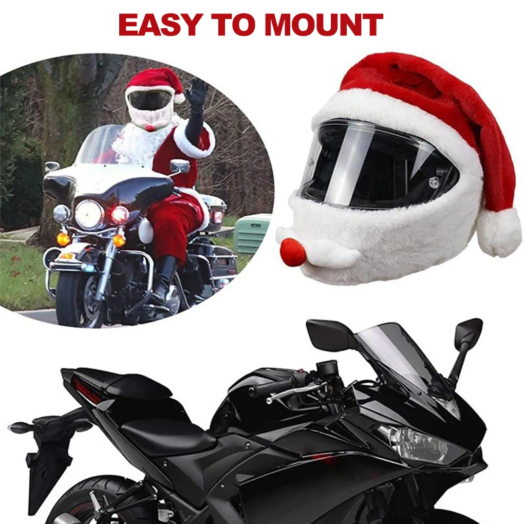 Universal Santa Claus Helmet Cover Plush Christmas Hat for Motorcycle Helmet Happy Party Supplies Xmas Cosplay Accessoories