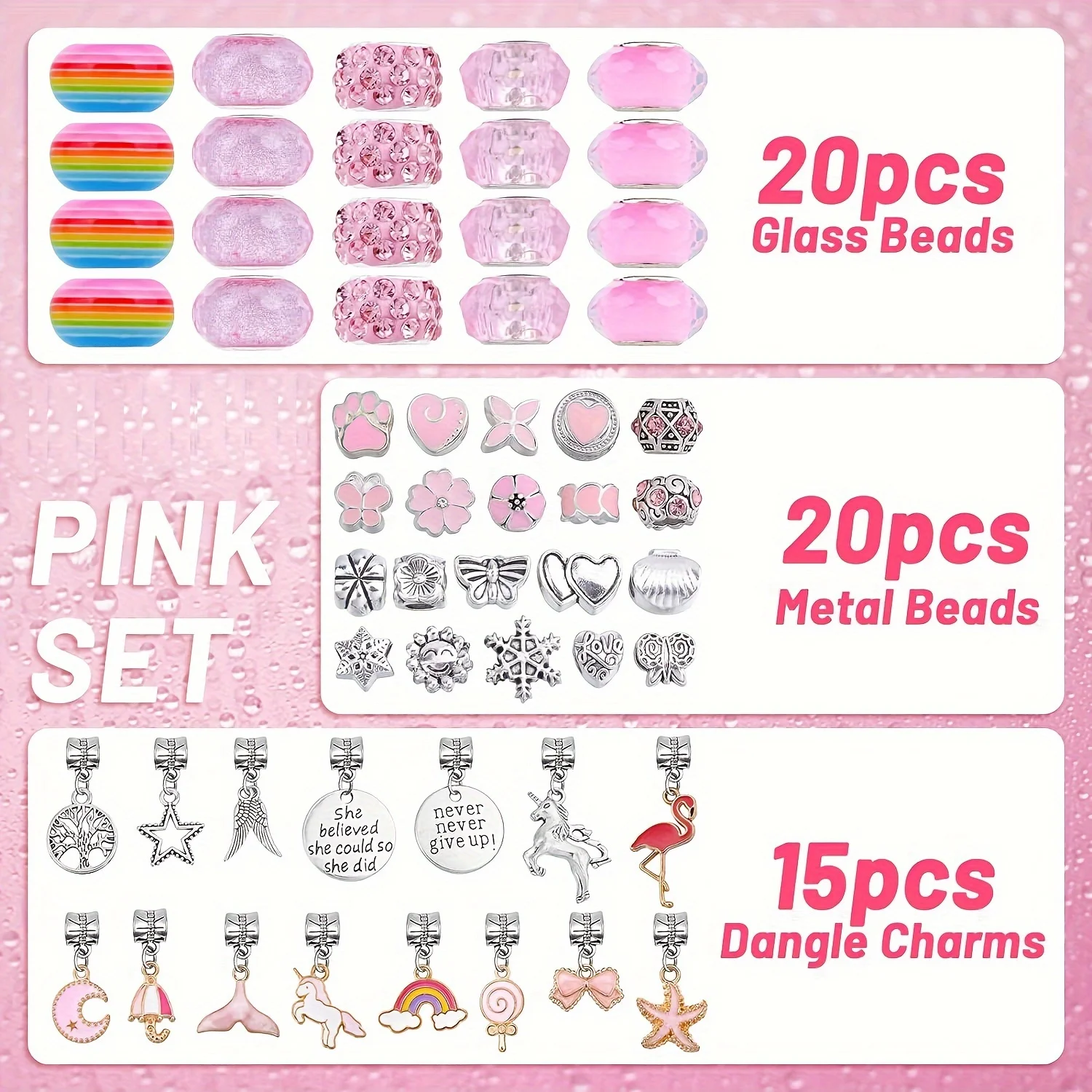 63PCS DIY Charm Bracelet Necklace Making Kit with Unicorn Jewelry Box, Jewelry Kit with Unicorn Mermaid Gifts for Birthday
