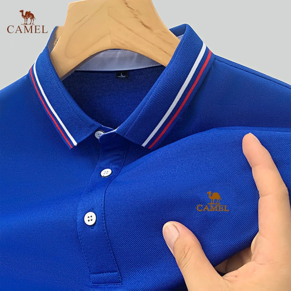 Camelo-Polo Masculino High End Bordado, T-shirt de Manga Curta, Alta Qualidade, Moda, Negócios, Lazer, Esportes ao Ar Livre, Verão, Novo