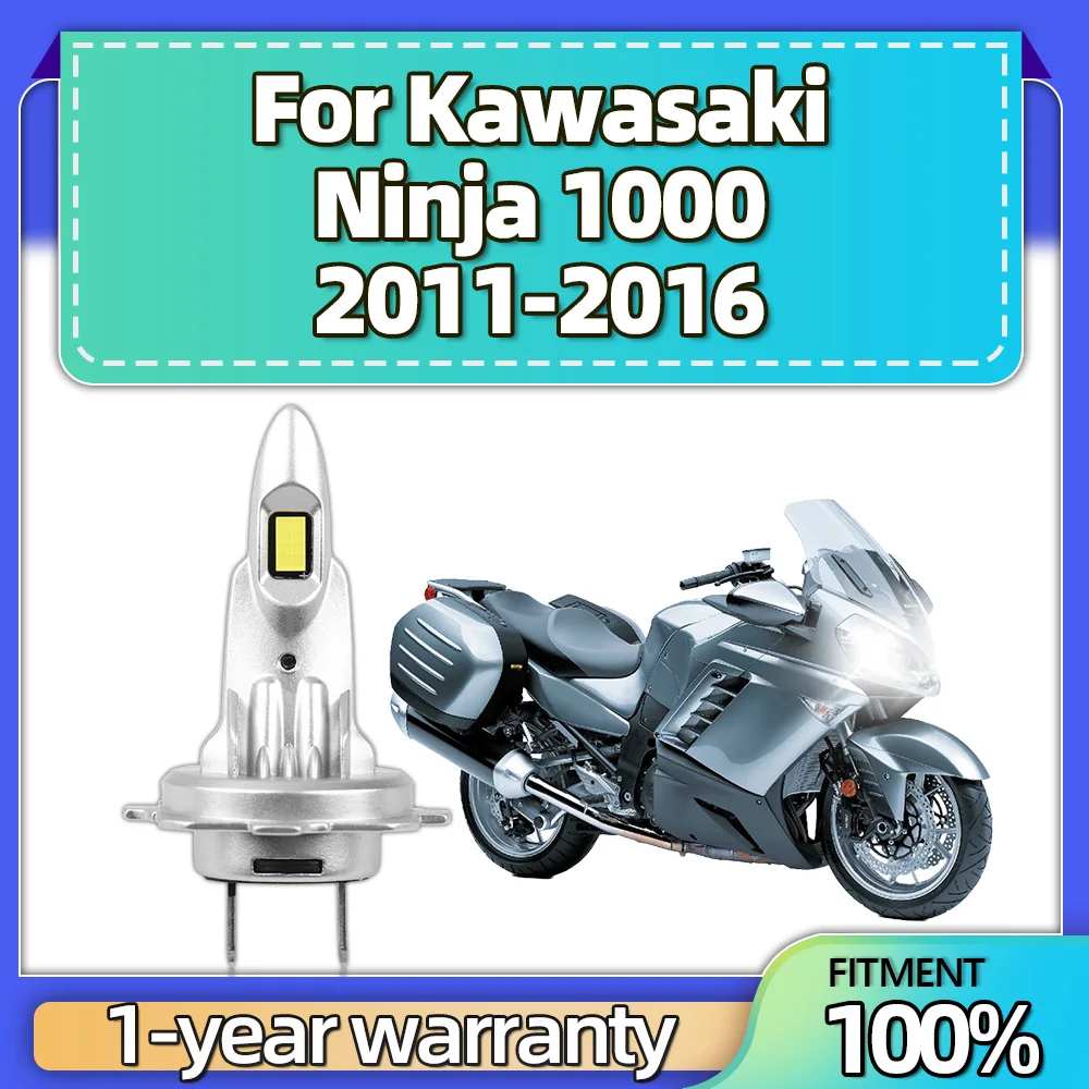 For Kawasaki Ninja 1000 2011 2012 2013 2014 2015 2016 1PCS Motorcycle H7 LED Headlight Bulbs Low/High BEAM 6000K 12V CSP 3570