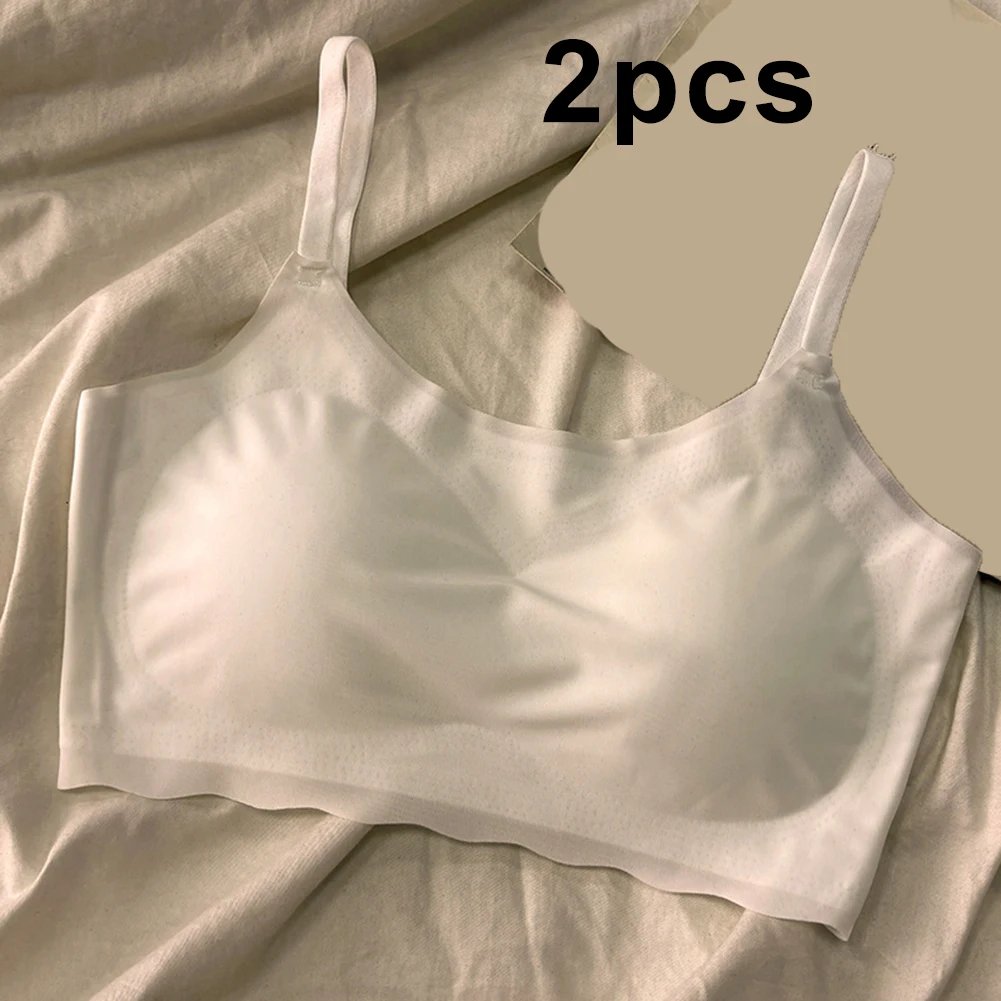 Pour un usage quotidien blanc Camisole soutien-gorge décontracté couleur unie débardeur Bandeau sous-vêtements décontractés élastique ajustement Polyester tissu