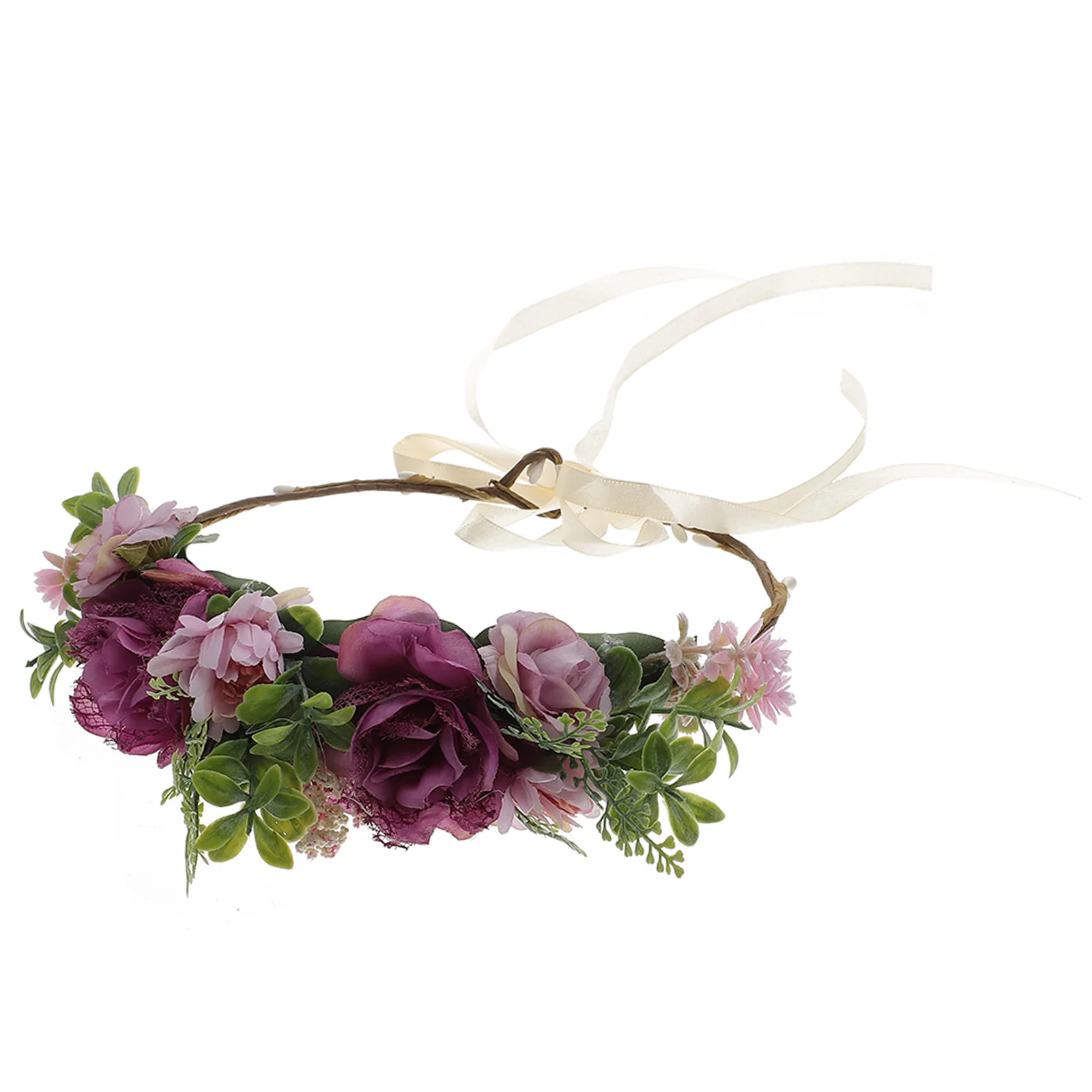 

Rose Flower Wreath Simulated Headb Bridal Polyester Hair Accessory Wedding Party Photo Shoots Elegant Headdress Non Itchy