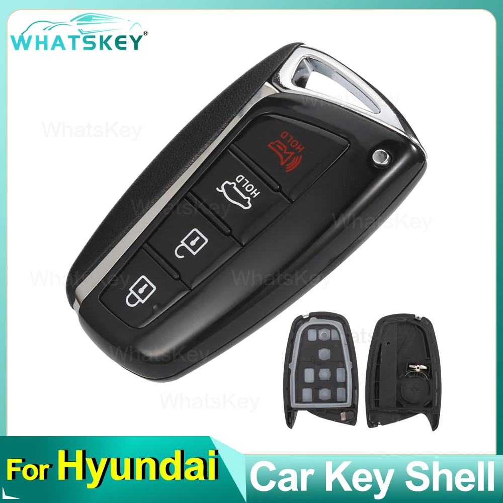 WhatsKey 3/4 Button Smart Key Shell fob Case for Hyundai Genesis 2013- 2015 Santa Fe Azera Equus Car Key Replacement Remote Part