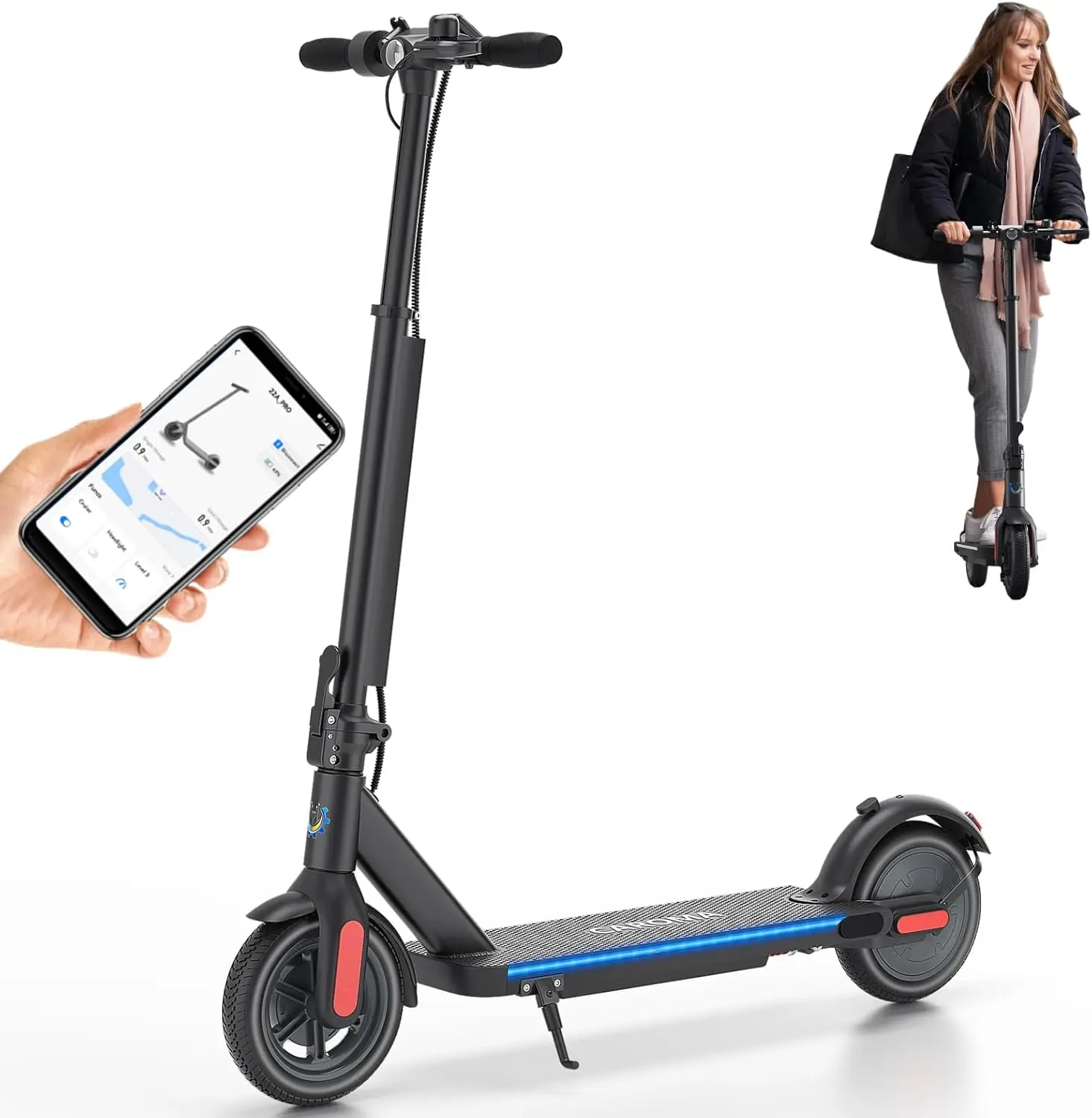 

Electric Scooter, 500W Motor, 25 Miles Range & 20Mph, 10" Solid Tires Electric Scooter Adults, Foldable Commuting E Scooter