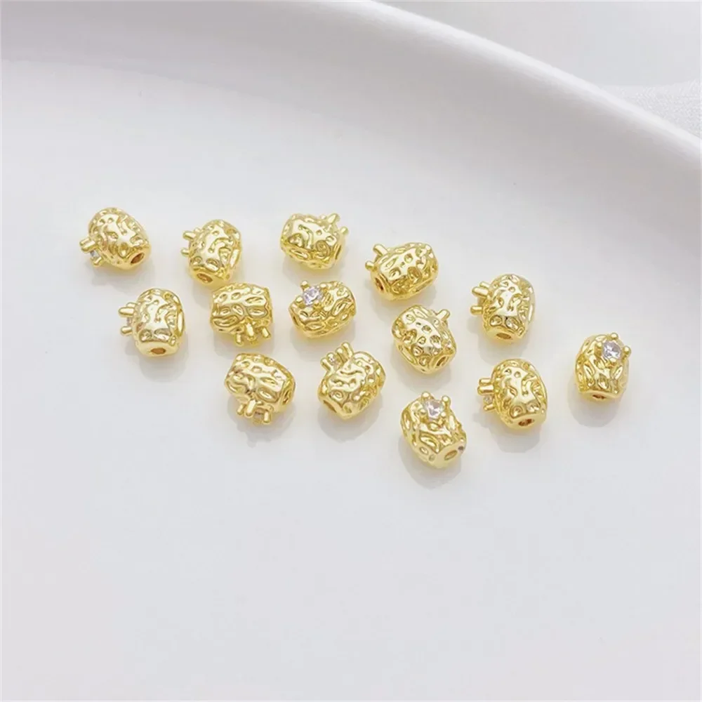 14K الذهب مطعمة الزركونيوم الباروك غير النظامية الخرز اليدوية DIY سلسلة سوار قلادة مجوهرات المواد اكسسوارات