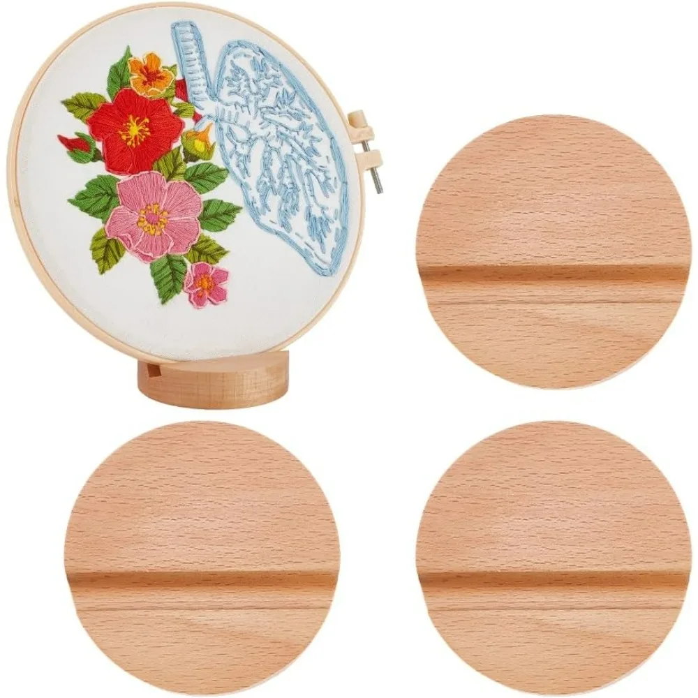 

4Pcs Embroidery Hoop Display Stand 3.2 Inch Round Beech Wood Stand Embroidery Hoop Easels Embroidery Hoops Wooden