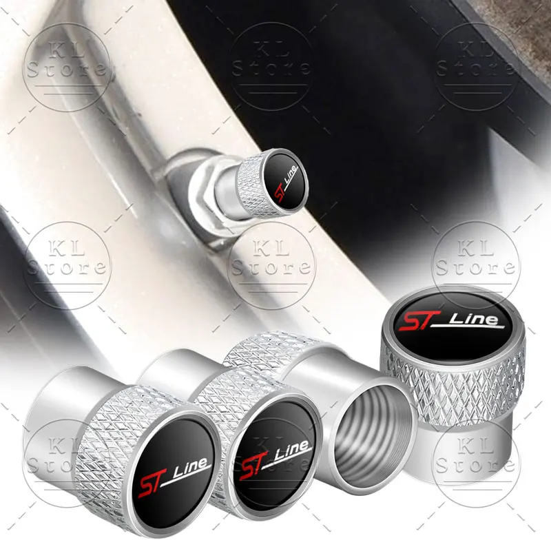 Capuchons de assujetde roue en métal extérieur automatique, logo ST Line, boîtier de tige, cache-poussière pour Ford Focus, Mk3, Mk5, Fi.C.