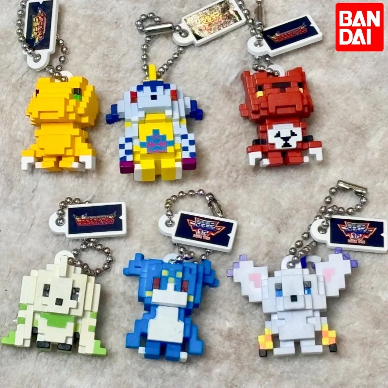 

Bandai Digimon Gashapon Keychains Pixel Style Agumon Gabumon Tailmon Veemon Collectible Anime Bag Pendant Charm Accessories