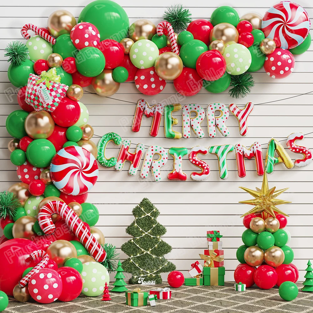 

103pcs Christmas Balloons Garland Arch Kit Metal Golden Latex Balloon Xmas Candy Air Global New Year Christmas Party Decoration