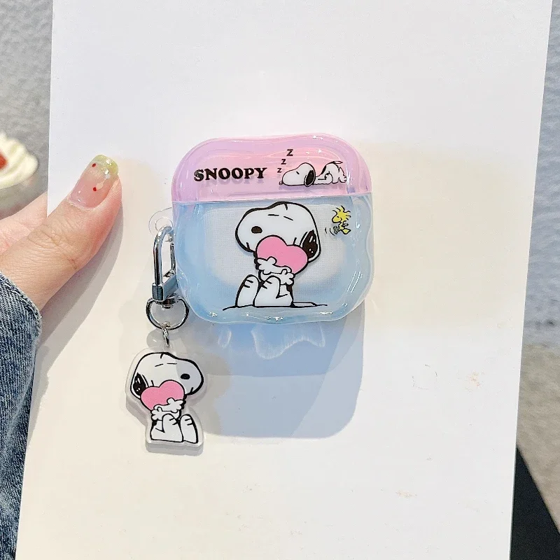 Cute Cartoon Peanut Snoopy Earphone Case For Airpods 1 2 3 4 Pro 2  Wireless Bluetooth Headset Protective Cover With Key Chain
