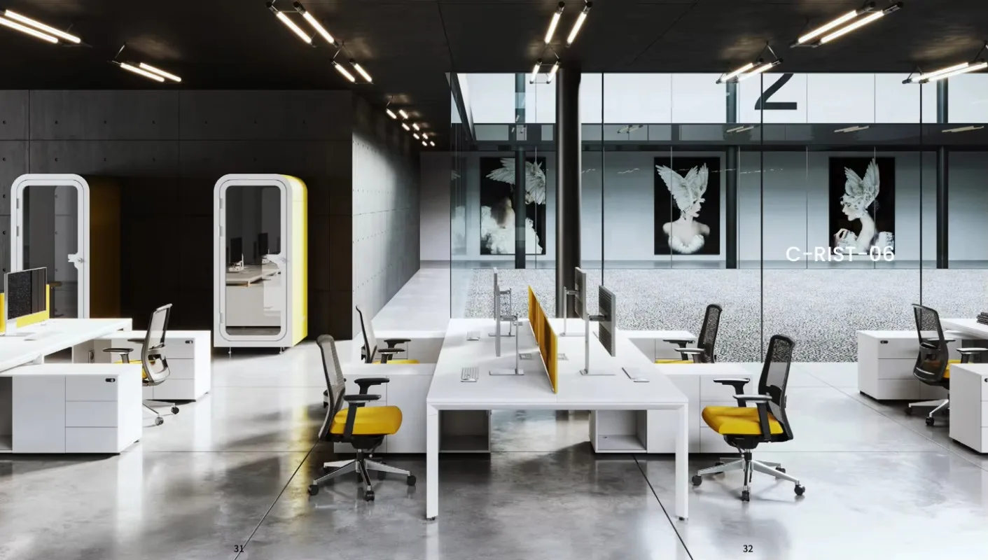 Block office computer workstations for open space projects