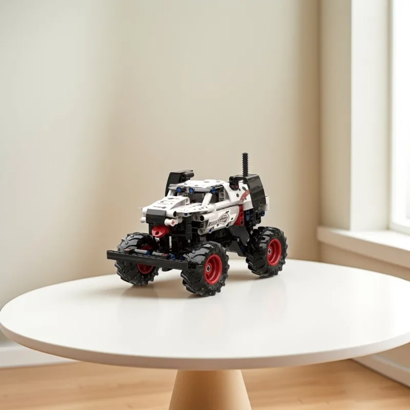 

Технологическая серия, монстр, внедорожный мегалодон, строительные блоки, 2-в-1, спортивные гонки, модель автомобиля с откатным механизмом, кирпичная игрушка, подарок для мальчика