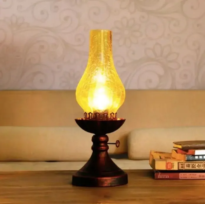 

Chinese style brief vintage iron kerosene lamp coffee table ofhead lamps traditional glass table lamp