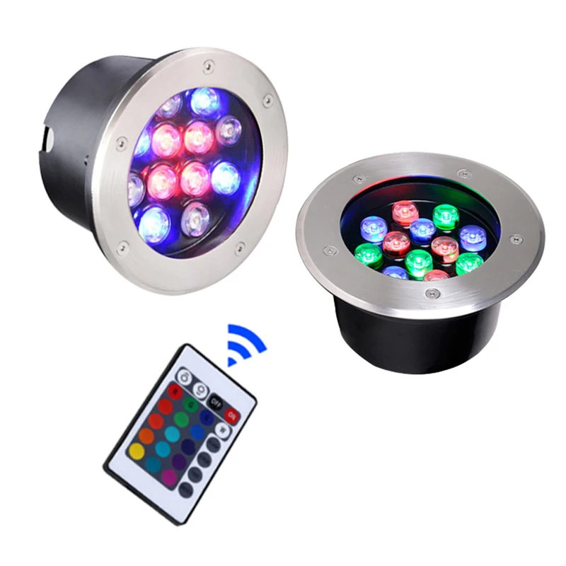 

RGB с пультом дистанционного управления LED подземный свет 9W12W led напольная лампа открытый наземный точечный пейзаж Сад Квадратный путь похороненный двор
