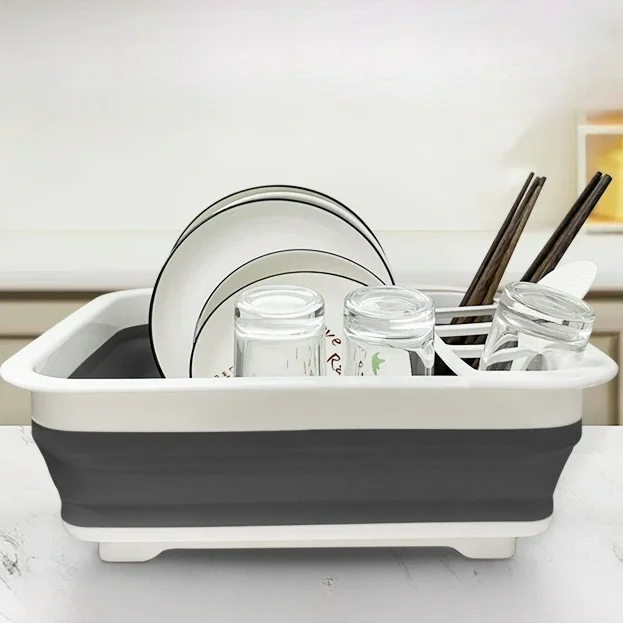 Foldable Dish Rack Kitchen Storage Holder Drainer Bowl Tableware Plate Portable Drying Rack Home Dinnerware Dish Rack Organizer