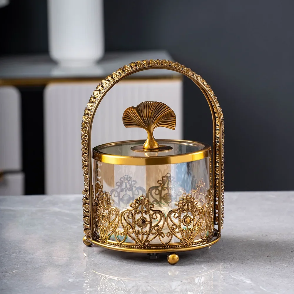

Luxury Carved Portable Glass Storage Jar Snacks Storage Jar with Lid Living Room Coffee Table Storage Decorative Ornaments Box