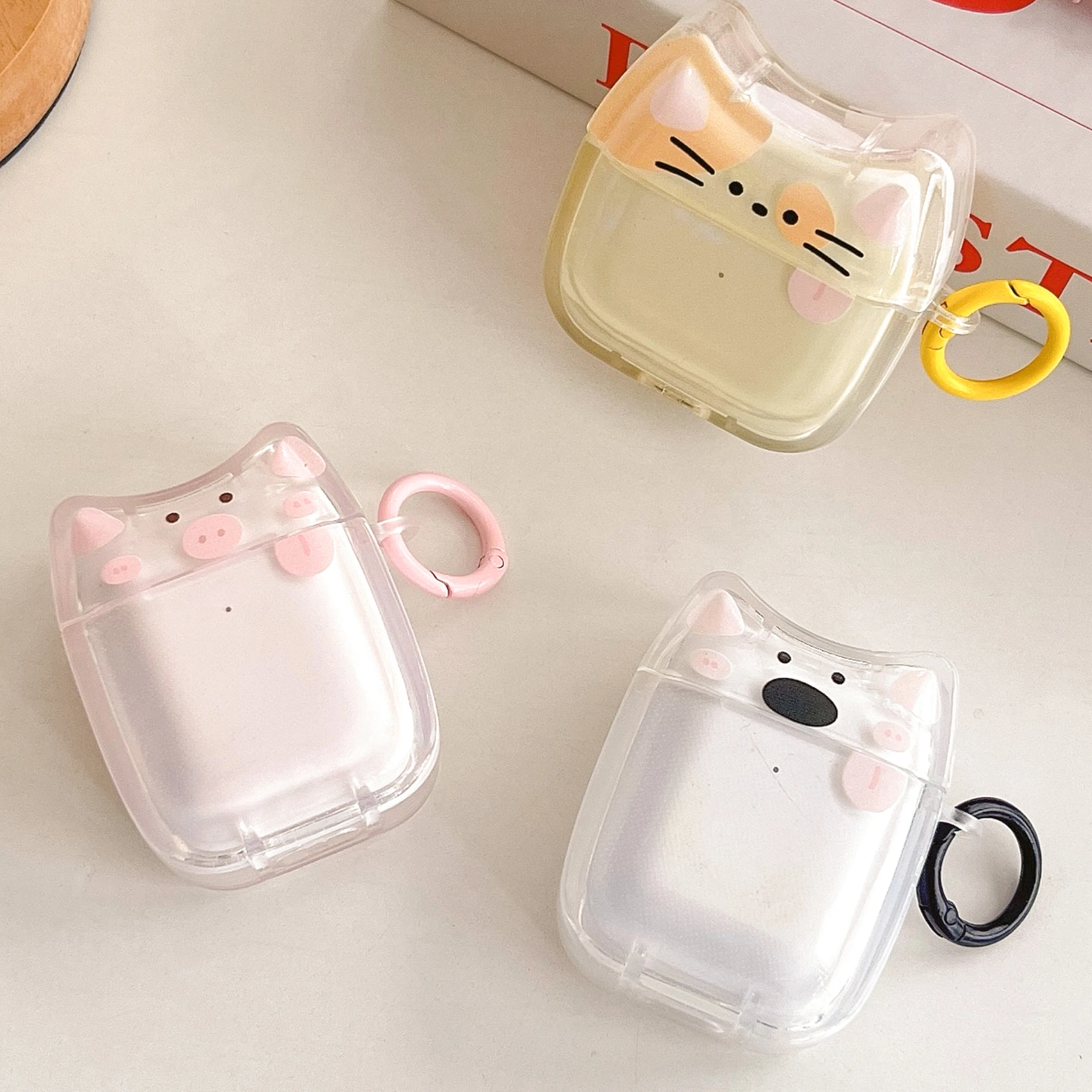 Cute animal cat pig dog puppy ins gradient earphone case for apple airpods pro 2nd 2 3 1 wireless bluetooth charging box