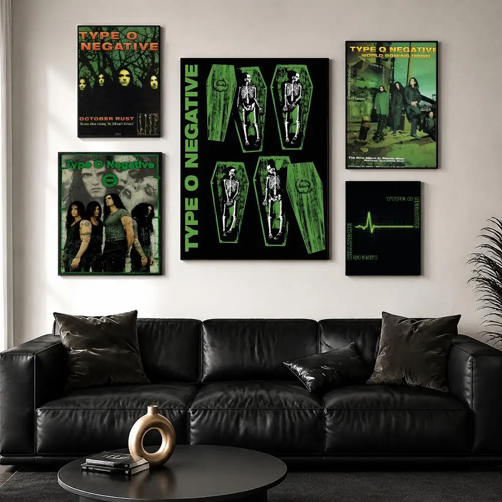 T-Type O Negative Poster High Quality Sticker Self Adhesive Wall Art for Bedroom Hallway Home Decor