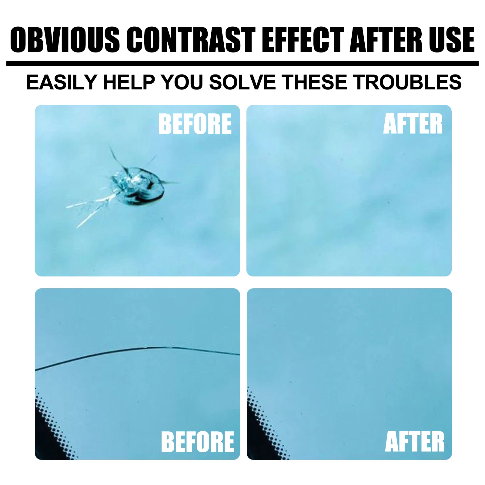 Windshield Repair Kit DIY Glass Crack Repair Chip Fix Tool with UV Resin Cure Light Pit Resin Windshield Savior Safety Repair