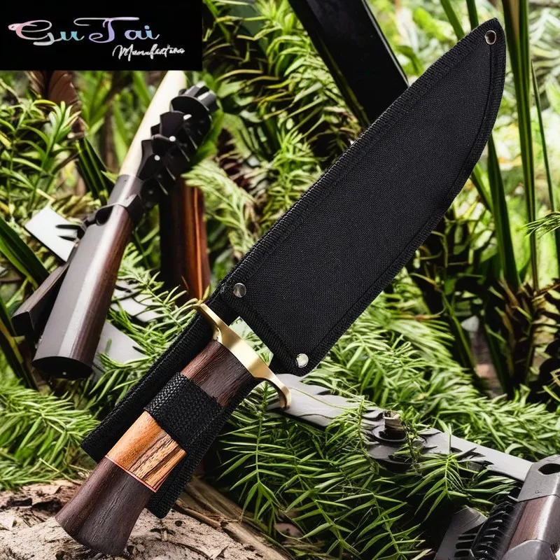 Stainless steel bone cutting knife, slaughter specific knife, outdoor cutting knife, camping straight knife