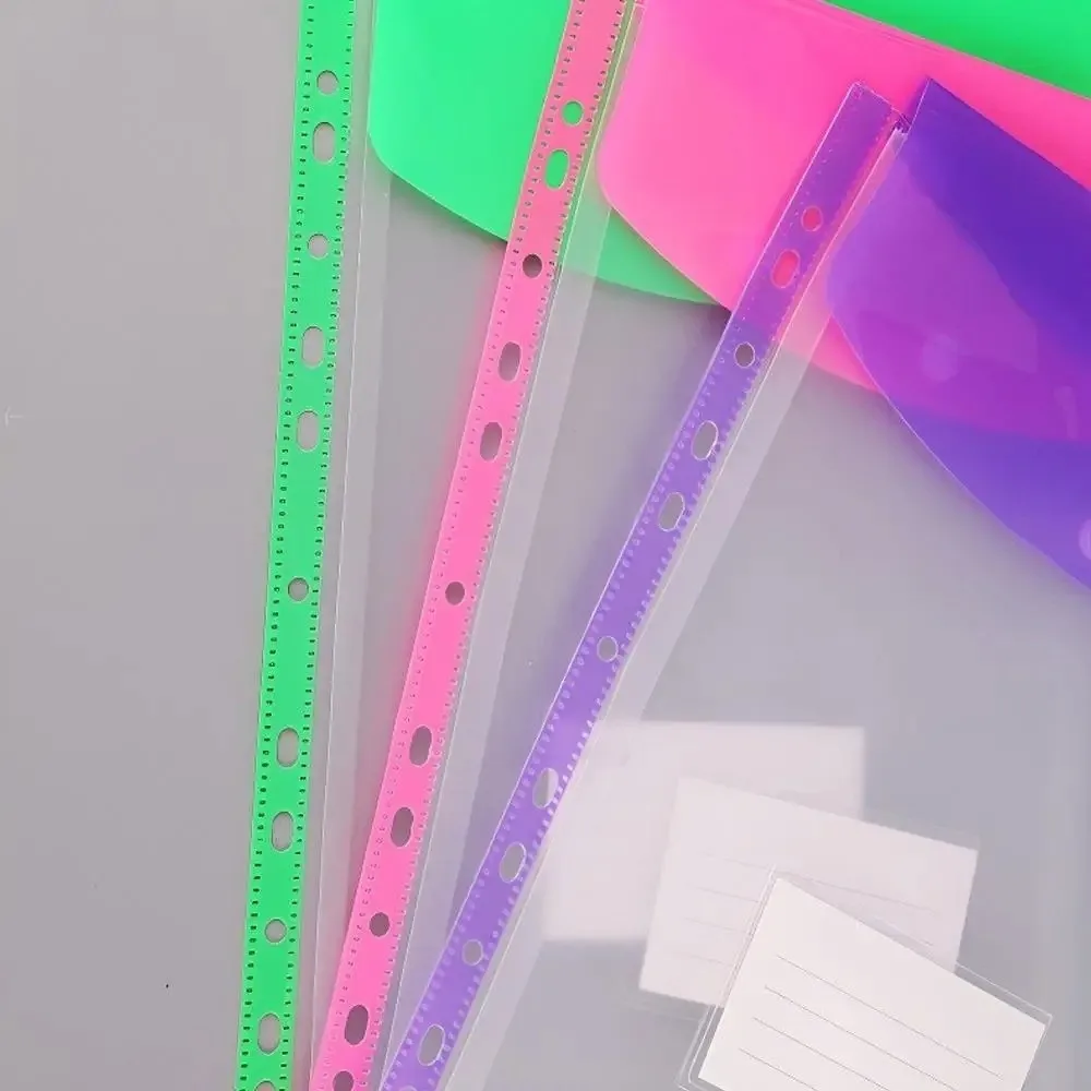 

12Pcs Large-Capacity Loose-Leaf File Bags Transparent Waterproof File Folder Expansion Bag 11 Holes Simple Files Envelope Bags