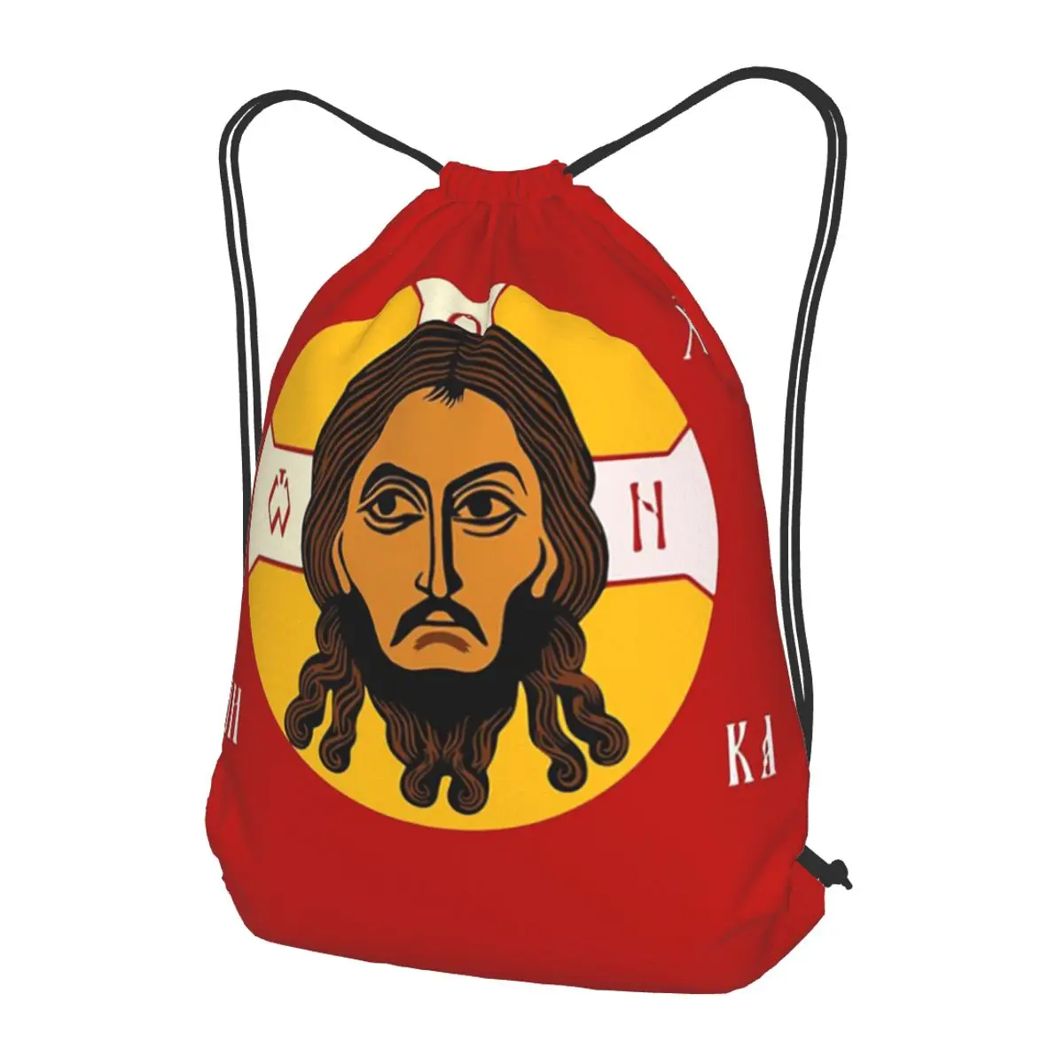 Icon - Holy Face Of Jesus Christ - Mandylion Backpacks Casual Drawstring Bags Sundries Bag Book Bags for Travel Students