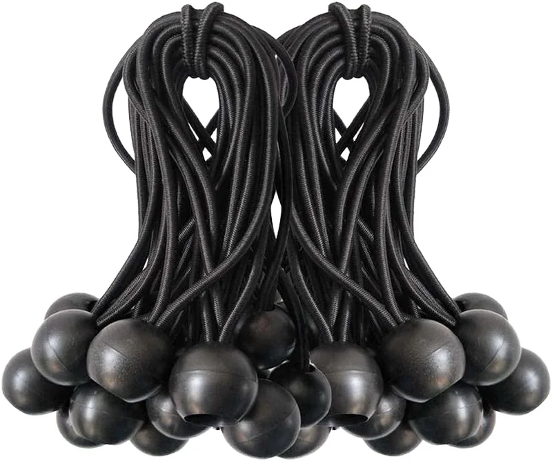 

Оптовая продажа, 13 дюймов, 4 мм, черный шар, банджи-шнуры, латексная резина, полиэстер, банджи для уличной палатки