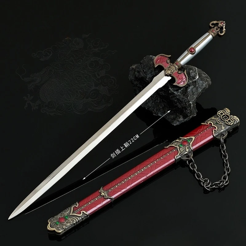 22cm/8.66in Chinese Fulu Sword Samurai Metal Model Props Cosplay Anime Peripherals Holiday Gifts Collectible Desk Toys Sports