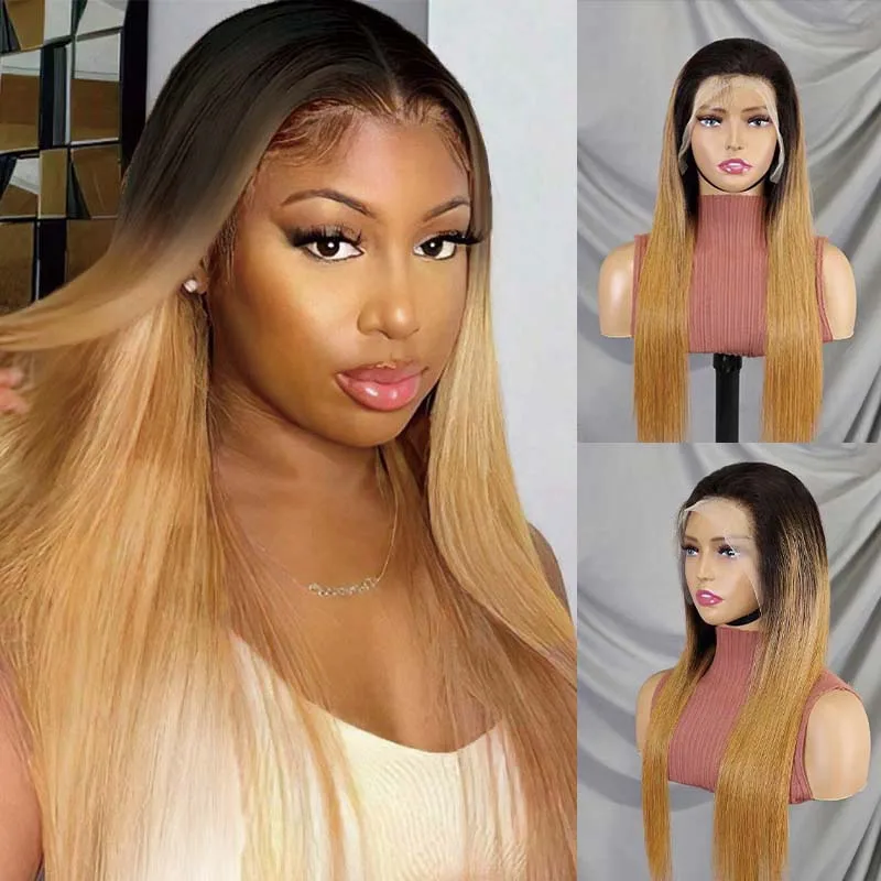 

13x6 HD Lace Frontal Wig 13x4 Straight Ombre 1b/27 Human Hair Wigs Blonde Glueless Brazilian Lace Human Hair Wigs Pre Plucked