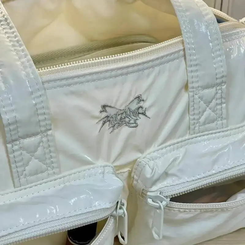 Bloom Haruku Beige Shoulder Bags Women Hot Girls Nylon Pocket Casual Handbag Female Vintage Fashion Y2k Underarm Bag Chic