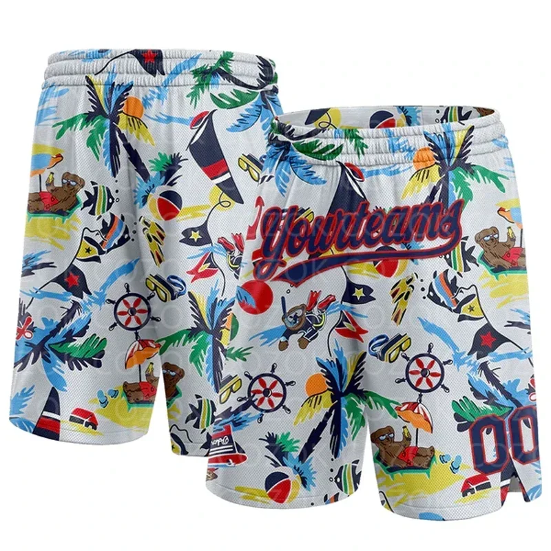 Benutzerdefinierte Kokosnussbaum Authentische Basketball-Shorts 3D-gedruckte Herren-Shorts Ihr Name Mumber Schnelltrocknende Strandshorts