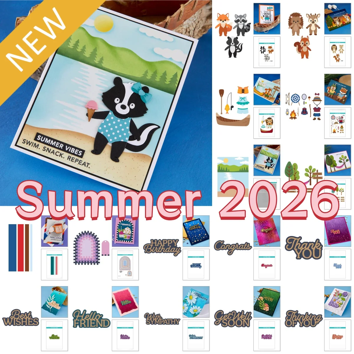 Plantillas de corte de metal y sellos transparentes con diseño de zorro y mapache para campamento de verano, para decoración DIY, plantilla de papel para álbum de recortes, novedad de marzo de 2026