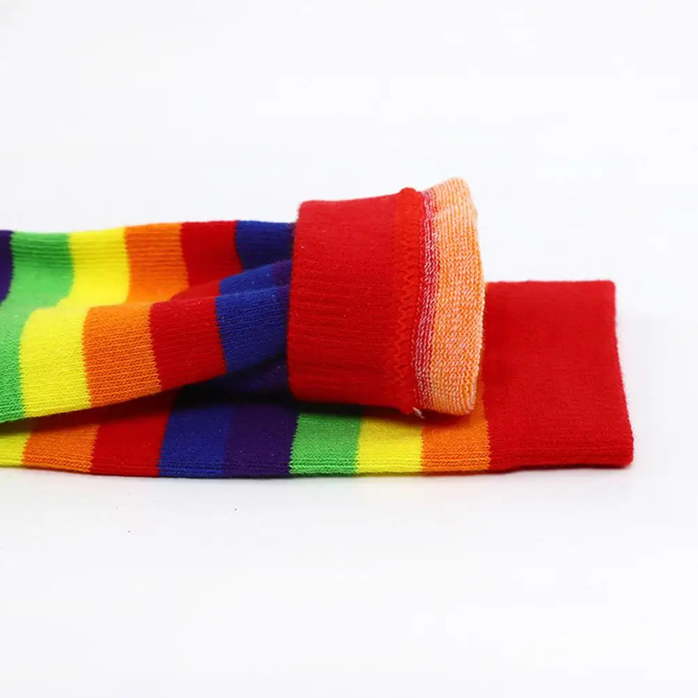 2 pares de calcetines de algodón a rayas arcoíris 5-12 años medias cómodas elásticas cálidas calcetines de algodón para niños uso diario