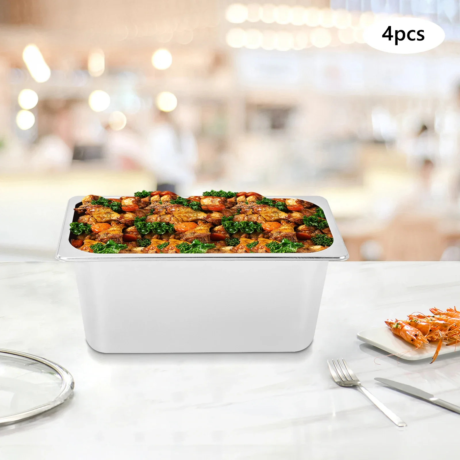 

4 упаковки готельных кастрюль из нержавеющей стали с крышками, размер 1/3, 6 дюймов, глубокая паровая кастрюля, емкость 5 л на кастрюлю - сервировочные тарелки с защитой от помех