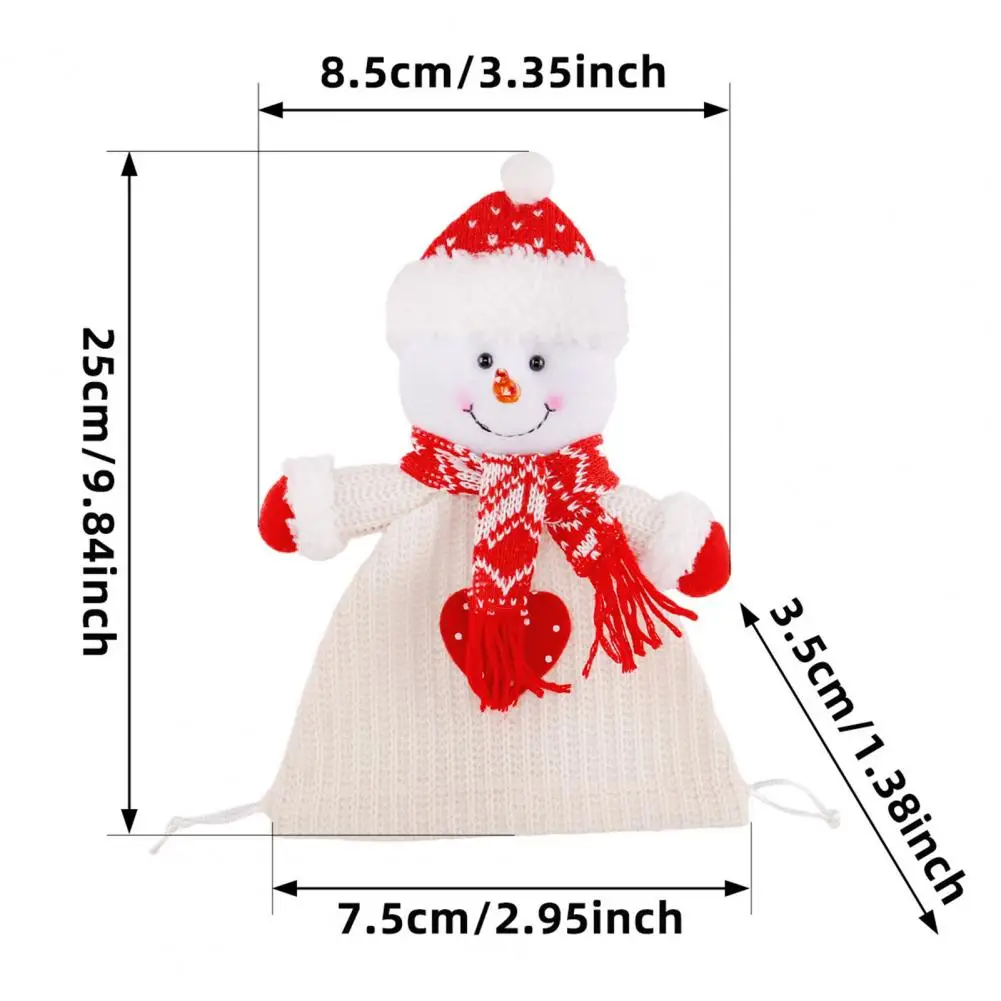 Christmas Knitted Doll Bags Reusable Christmas Knit Drawstring Bag Festive Compact Sacks Holiday Gift Pouches For Kids Sleeping