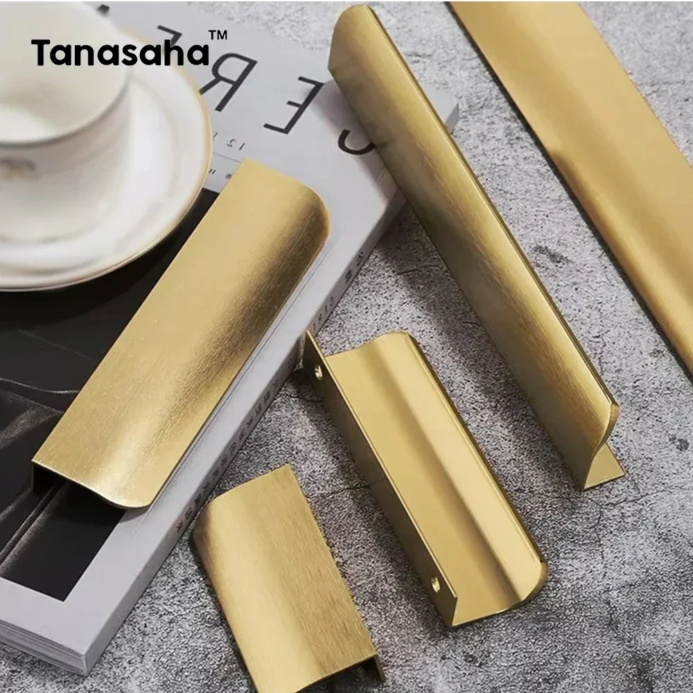 Gold Black Hidden Handles Long Kitchen Cabinet Pulls Drawer Knobs Aluminum Alloy Furniture Handles Cupboard Pulls Wardrobe Pulls