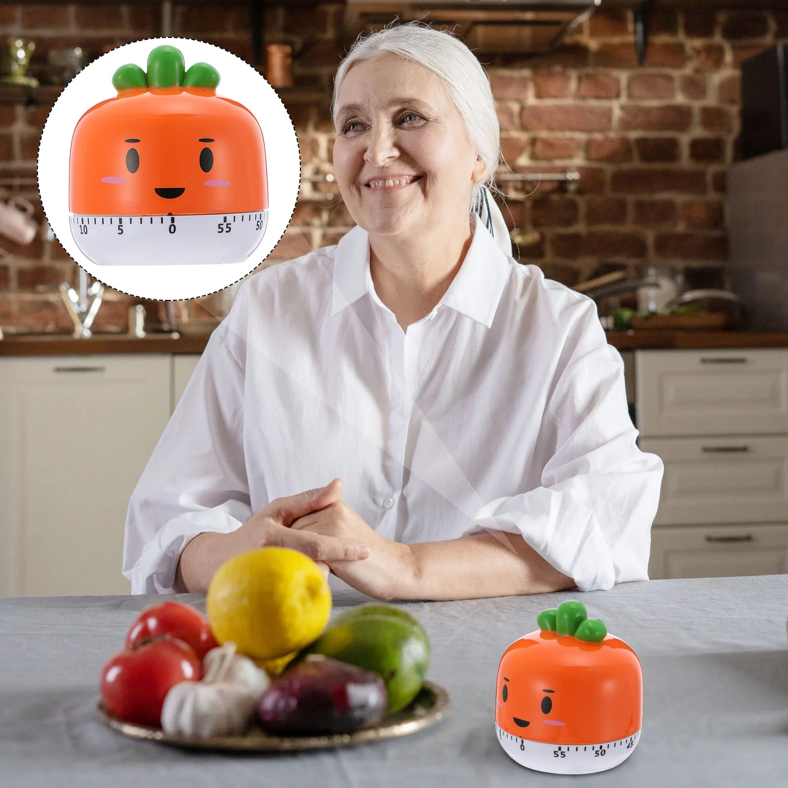 

2 Pcs Fruit Timer Kitchen Timing Accessory Cartoon Alarm Clock Mechanical Manual