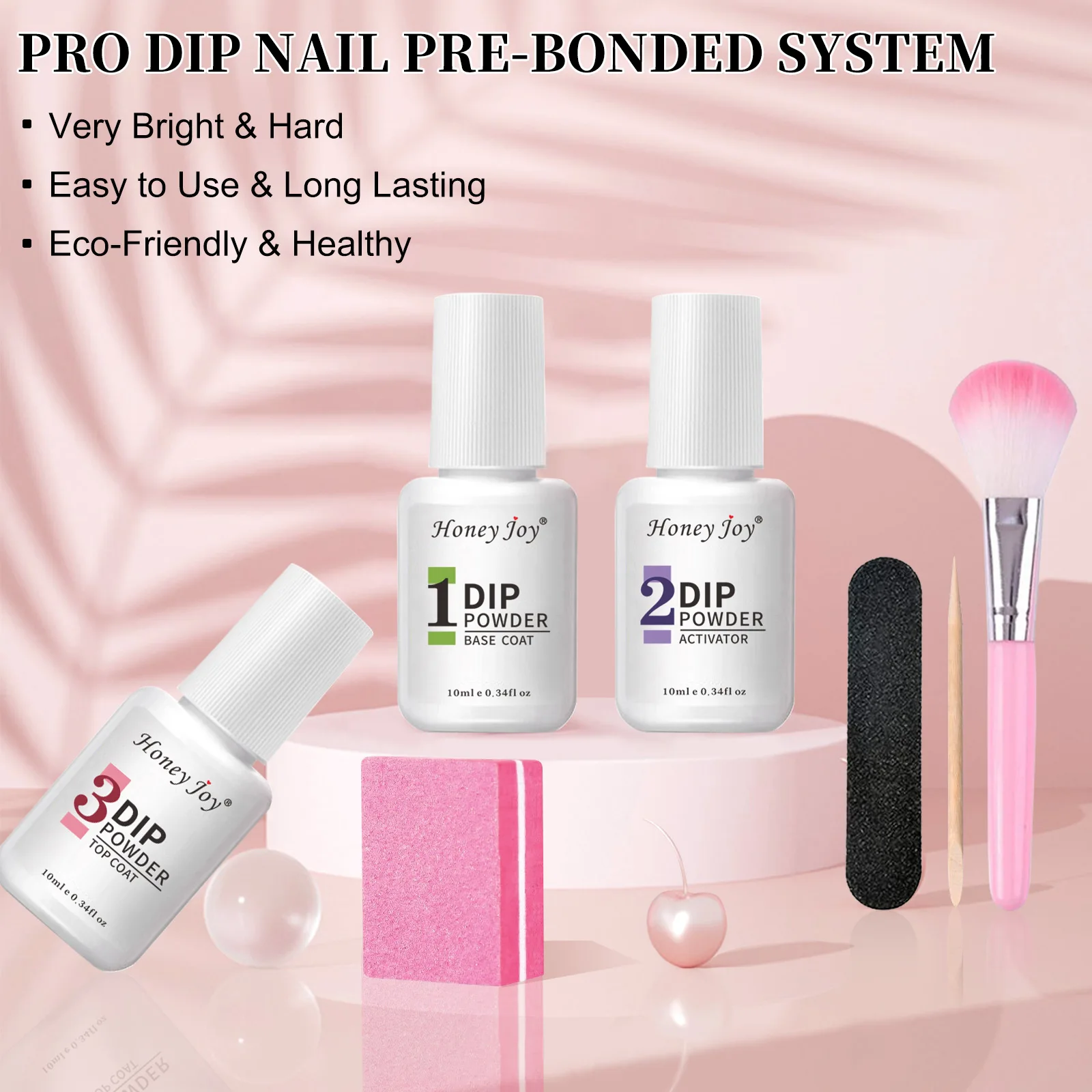 Kit de pó para unhas, conjunto de pó acrílico com base, ativador de revestimento superior para arte em unhas francesas, salão de manicure, presente diy, sem uv