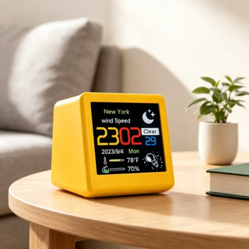 Smart Weather Clock Wifi Weather Station Display Automatic Update Desktop Ornament Mini Alarm Clock Desktop Decoration