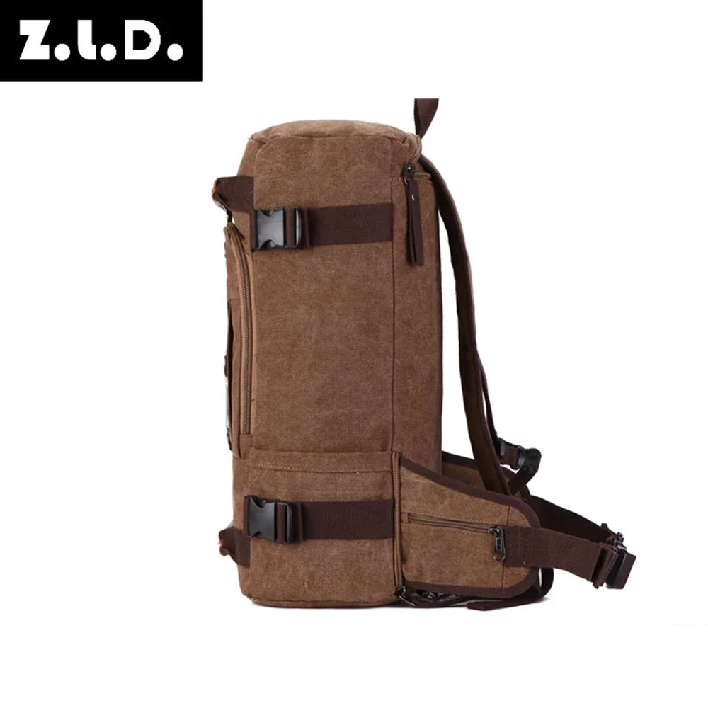 New Backpack Men Vintage Canvas Backpack bucket shoulder bag Large capacity man travel bag mountaineering Rucksacks