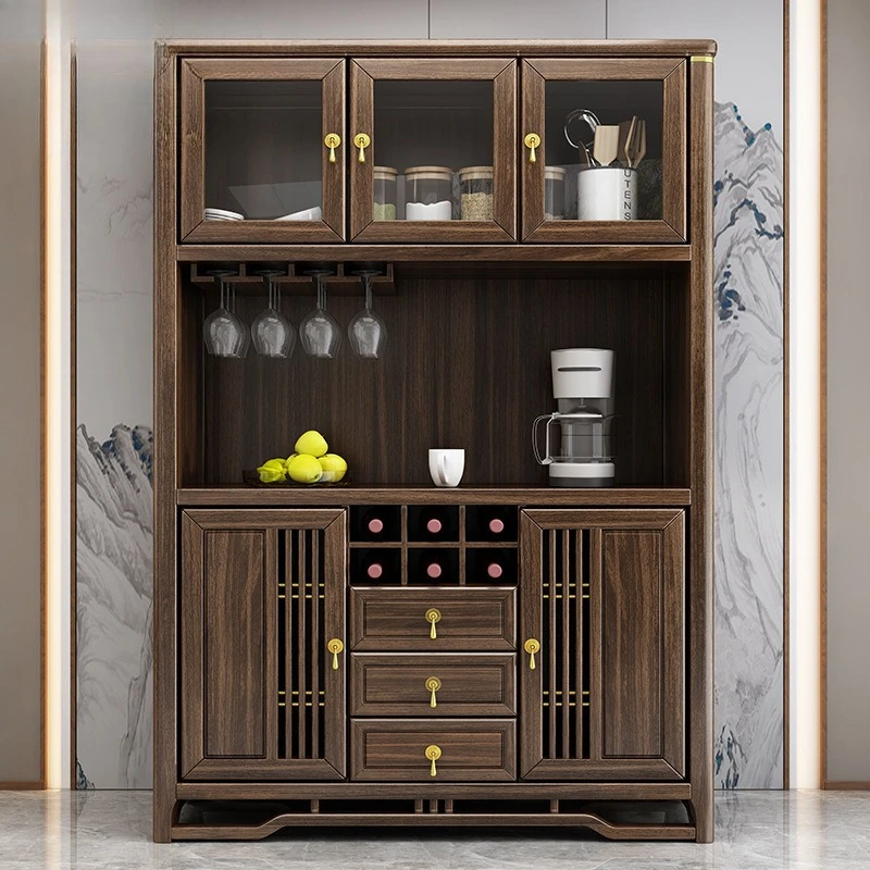 Solid wood dining side integrated against the wall Living room wine Locker Household dining room