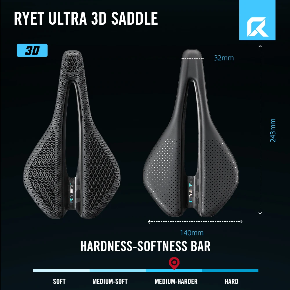 2026 RYET Full Carbon Bike Saddle 140mm Width Superlight Roa