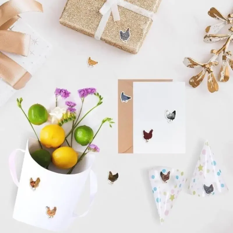 

500PCS Creative Hen Roll Adhesive Tape Animal Graffiti Laptop Case Desktop Water Cup Stickers