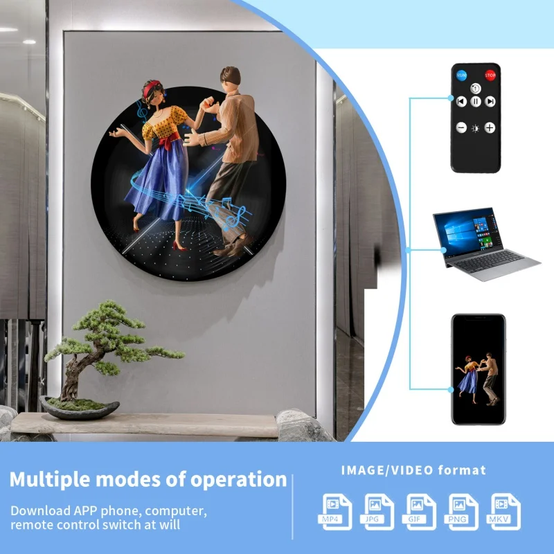 New 60cm Naked Eye 3D Holographic Advertising Machine WiFi Projector Fan LED Screen Rotating Suspension Lmaging