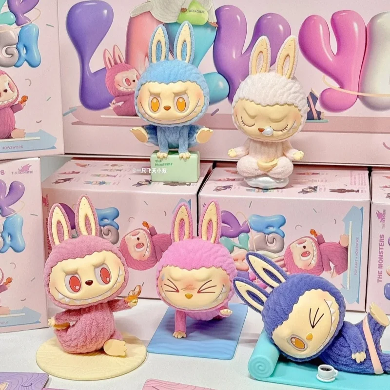 POPMART Resmi Asli Seri The Monsters Labubu Lazy Yoga Kotak Misteri Lucu Buatan Tangan Blind Box Hadiah Kejutan Liburan untuk Wanita