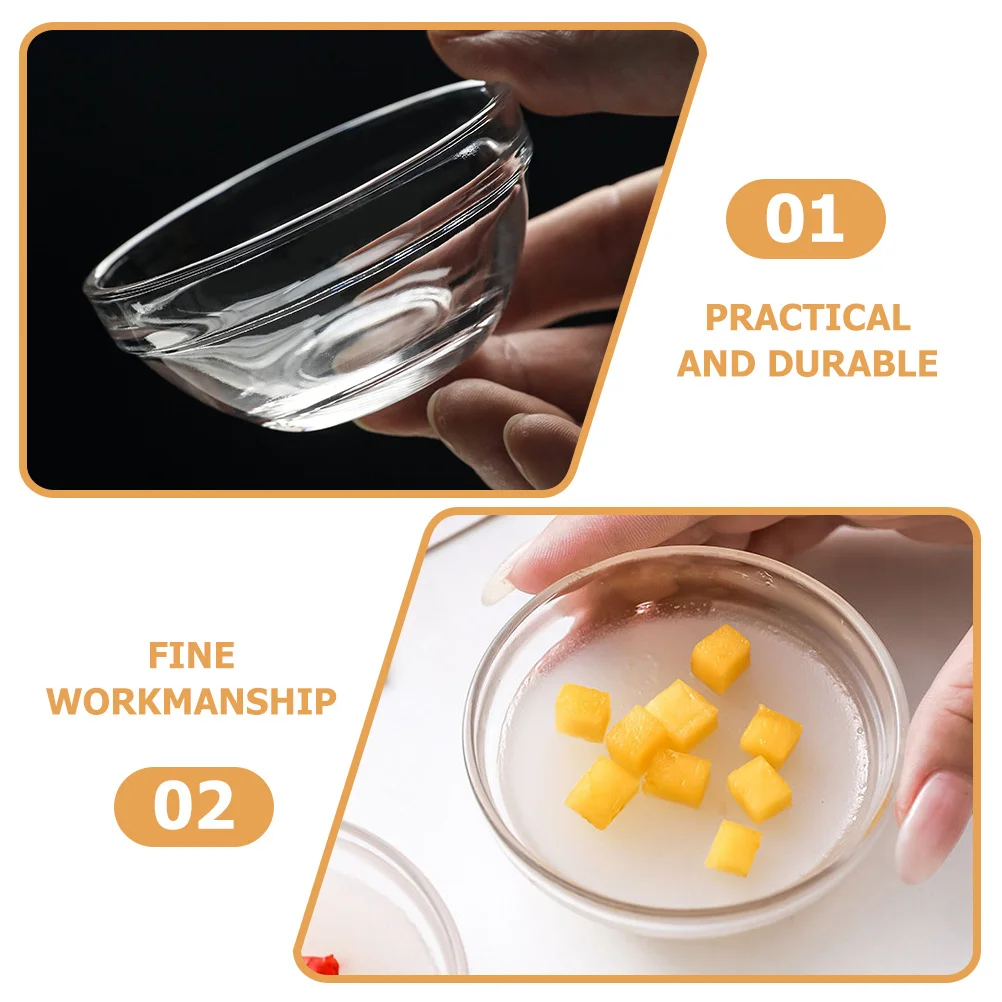 

10Pcs Seasoning Bowl Clear Glass Small Food Bowls Multi-Use Salad Dessert Snack Fruit Serving Bowls Home Tableware