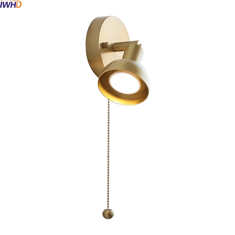 

IWHD Bathroom Mirror LED Wall Lights Fixture Vintage Gold Brass Indoor Up Down Rotate Living Room Bedside Lamp Applique Murale