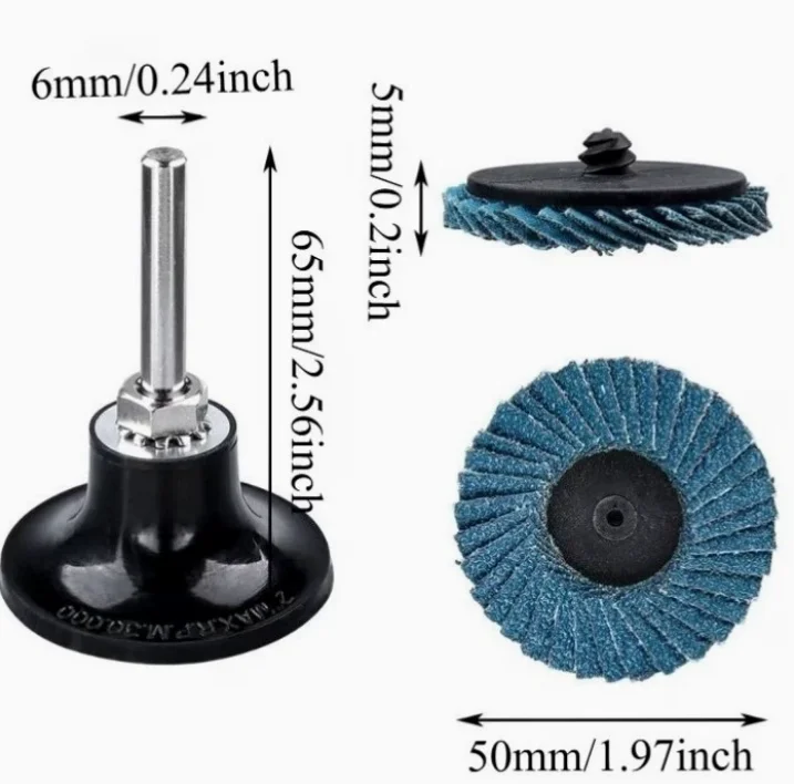 15 Pcs Assorted 40/60/ 80/120 Grit with Pad Holder for Polishing Rust Removal Finishing Grinding 2 Inch Quick Change Flap Disc